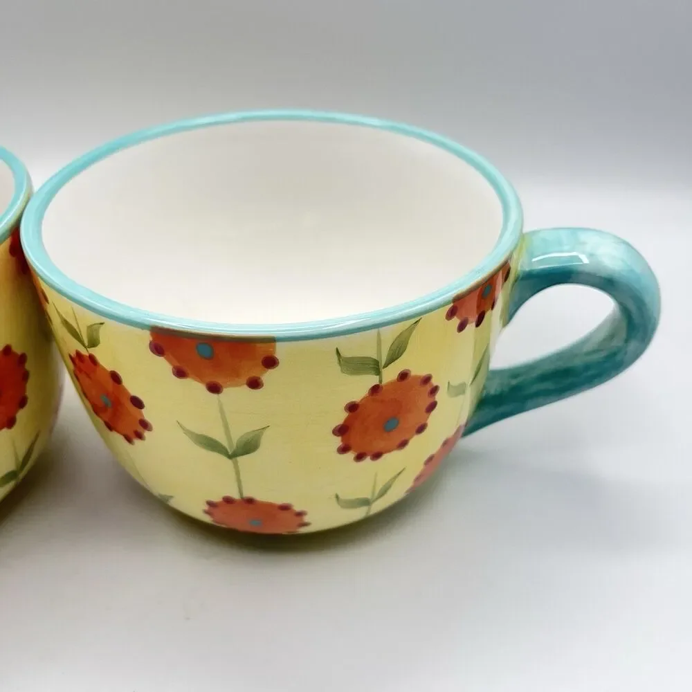 CRATE & BARREL - CERAMIC FLORAL ~ Set Of 2